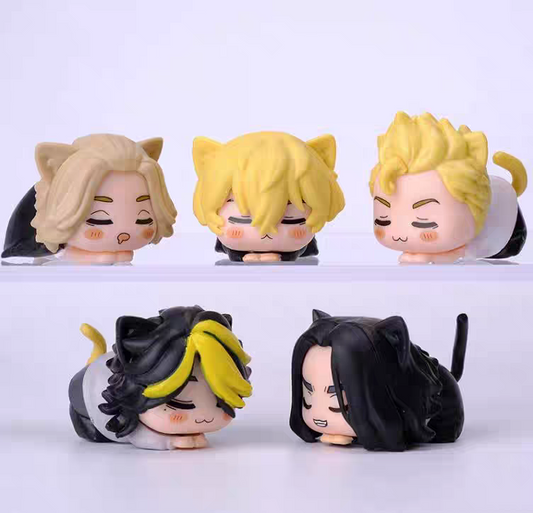 Tokyo Revengers: Cat-Ear Sleeping Figurines